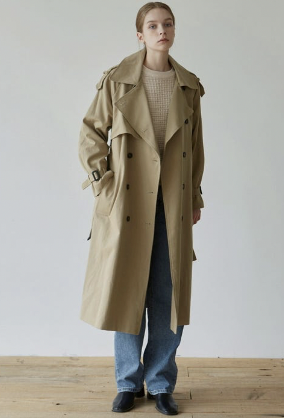 1) Raglan Double Trench Coat