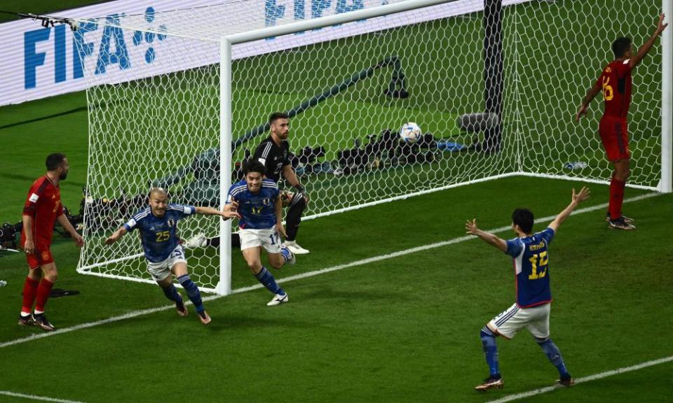 Ao Tanaka scores the winner against Spain.