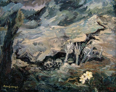 <span class="caption">Babi Yar: the World War II atrocity is one of the themes of The White Hotel.</span> <span class="attribution"><a class="link " href="https://commons.wikimedia.org/wiki/File:Babi-yar.jpg" rel="nofollow noopener" target="_blank" data-ylk="slk:GoldbergShalom;elm:context_link;itc:0;sec:content-canvas">GoldbergShalom</a></span>