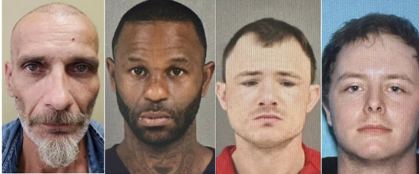 The four fugitives from left to right (Jerry Raynes, Casey Grayson, Corey Harrison, Dylan Arrington) (Hinds County Sheriff’s Office)