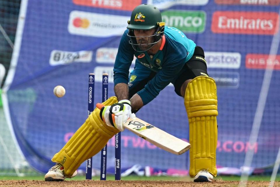 Australia’s Glenn Maxwell pictured in the nets during a practice session.
