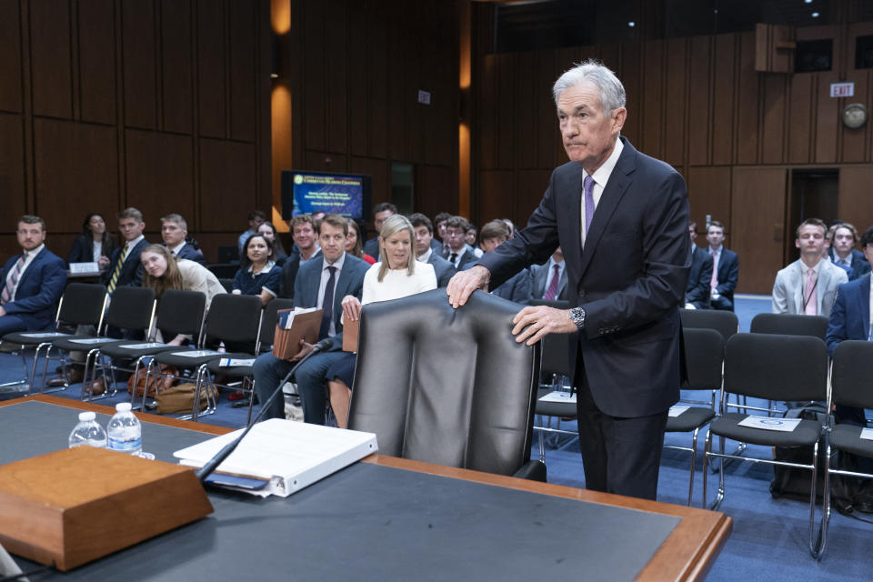 US Federal Reserve Chair Jerome Powell arrives to testify before the Senate Banking, Housing, and Urban Affairs Hearings to examine the Semiannual Monetary Policy Report to Congress at Capitol Hill in Washington, DC, on July 9, 2024. (Photo by Chris Kleponis / AFP) (Photo by CHRIS KLEPONIS/AFP via Getty Images)