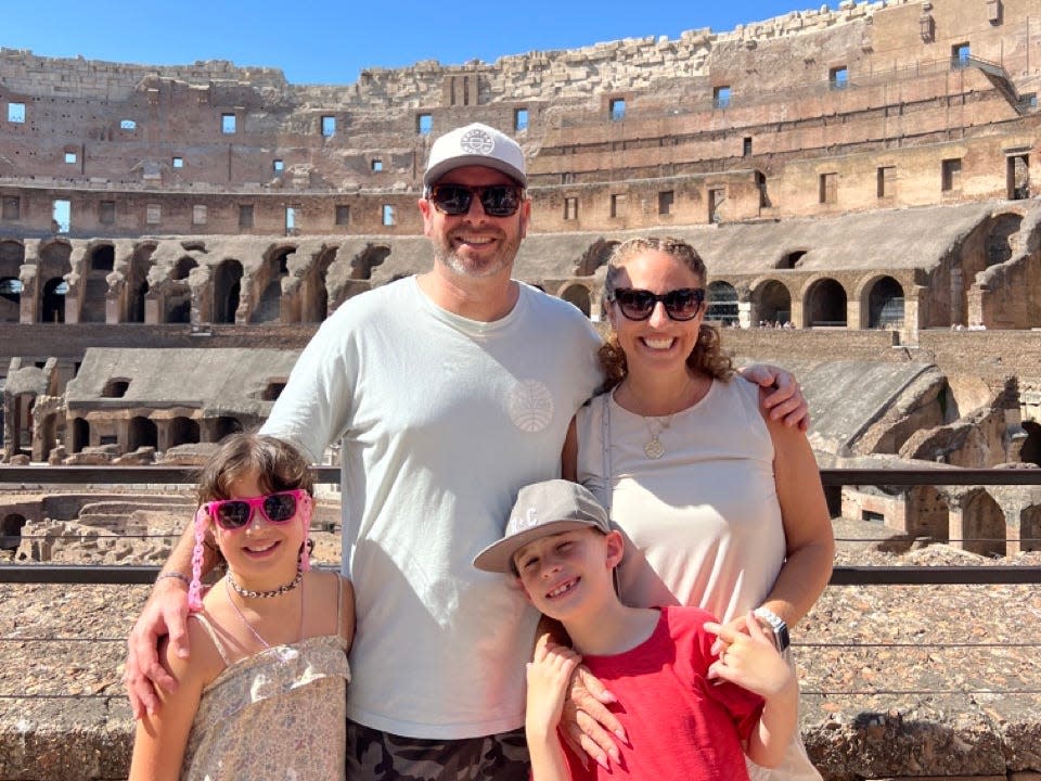 The author and her family at the Colosseum in Rome.