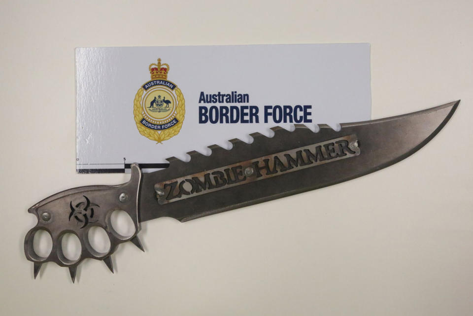 A ‘zombie knife’ is one of the many wacky things people try to smuggle past airport security. Source: Australian Border Force