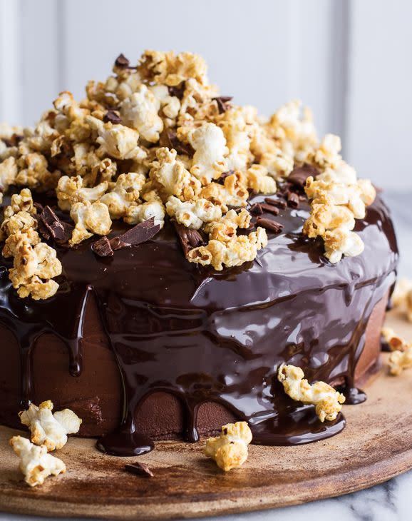 <strong>Get the <a href="http://www.halfbakedharvest.com/healthier-chocolate-lovers-sweet-corn-hazelnut-crunch-chocolate-cake-wganache/" target="_blank">Healthier Chocolate Lovers Sweet Corn and Hazelnut Crunch Chocolate Cake with Ganache recipe</a> from Half Baked Harvest</strong>