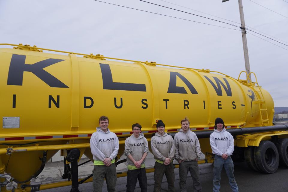 KLAW Industries launched their business out of Koffman Southern Tier Incubator in Binghamton. From left: Jack Lamuraglia, Jacob Kumpon, Grant Grabowski, Ben Parish and Tom Burns.