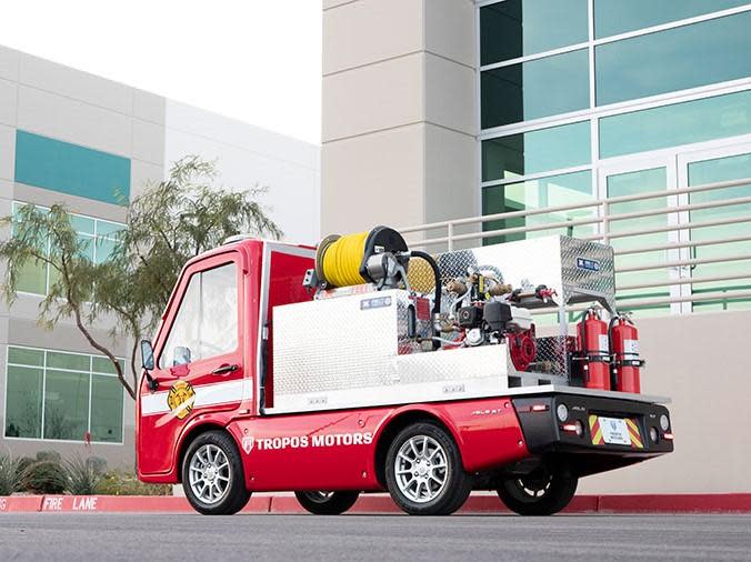 The mini truck is designed for fires that break out in narrow backstreets, like those found in Mumbai or Tokyo: Panasonic