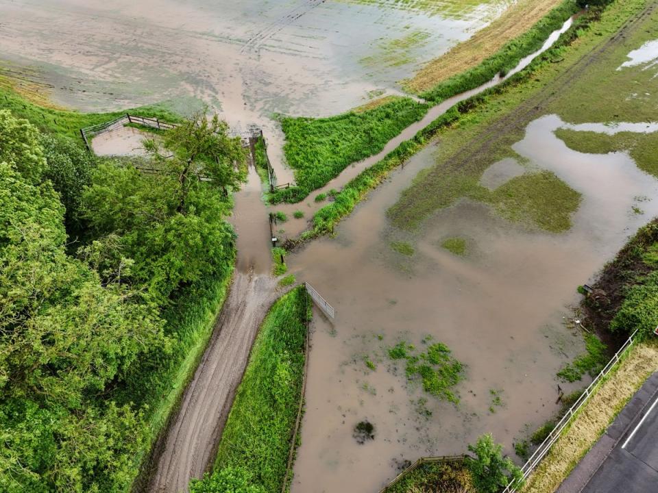 Flooded fields in Warwickshire (David Davies/PA Wire)