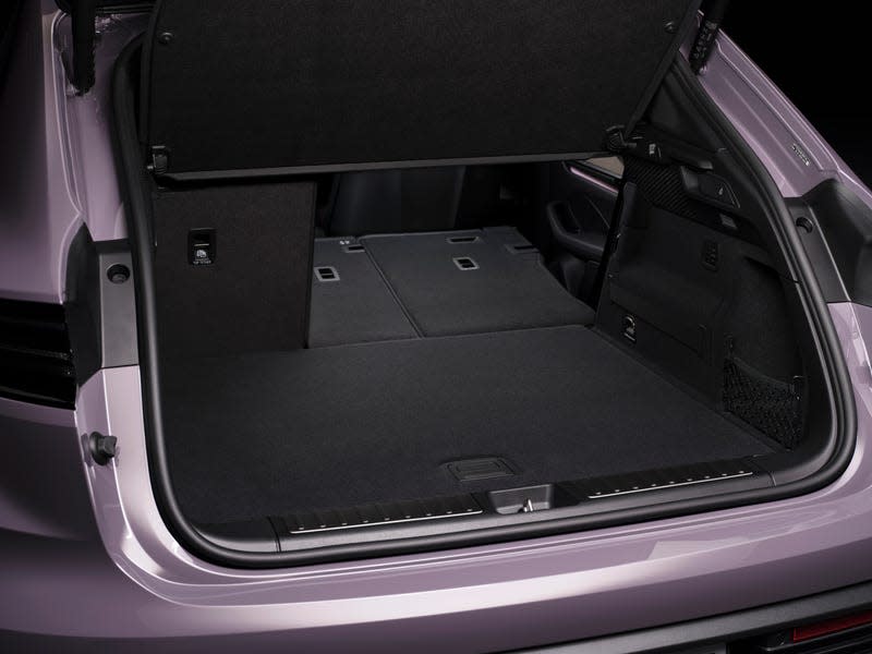 The cargo area of a 2024 Porsche Macan EV