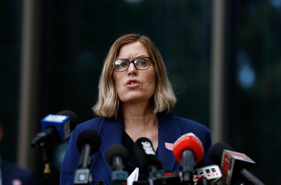 NSW Chief Health Officer Dr Kerry Chant speaks during a media briefing about the coronavirus in Sydney.