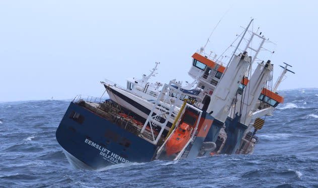 Dutch cargo ship Eemslift Hendrika is seen in the Norwegian Sea