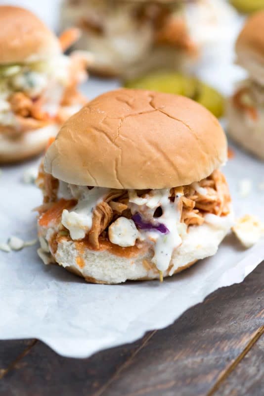 <p>From Valeries Kitchen</p><p>Add some bite to your sliders with this BBQ buffalo recipe. Perfect for a tasty meal. </p><p><strong>Get the Recipe: <a href="https://www.fromvalerieskitchen.com/slow-cooker-bbq-buffalo-chicken-sliders" rel="nofollow noopener" target="_blank" data-ylk="slk:Slow Cooker BBQ Buffalo Chicken Sliders;elm:context_link;itc:0;sec:content-canvas" class="link ">Slow Cooker BBQ Buffalo Chicken Sliders</a></strong></p><p><strong>Related: <a href="https://parade.com/963116/saraholson/best-crock-pot-slow-cooker-mac-and-cheese-recipes/" rel="nofollow noopener" target="_blank" data-ylk="slk:Slow Cooker Mac & Cheese Recipes;elm:context_link;itc:0;sec:content-canvas" class="link ">Slow Cooker Mac & Cheese Recipes</a></strong></p>