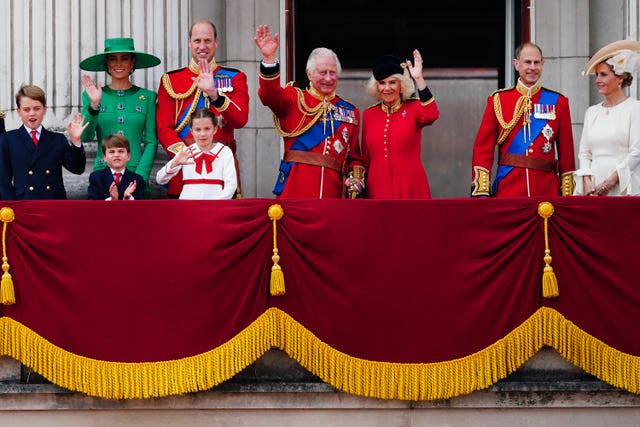 The Princess of Wales with other royals on the balcony of Buckingham Palace 