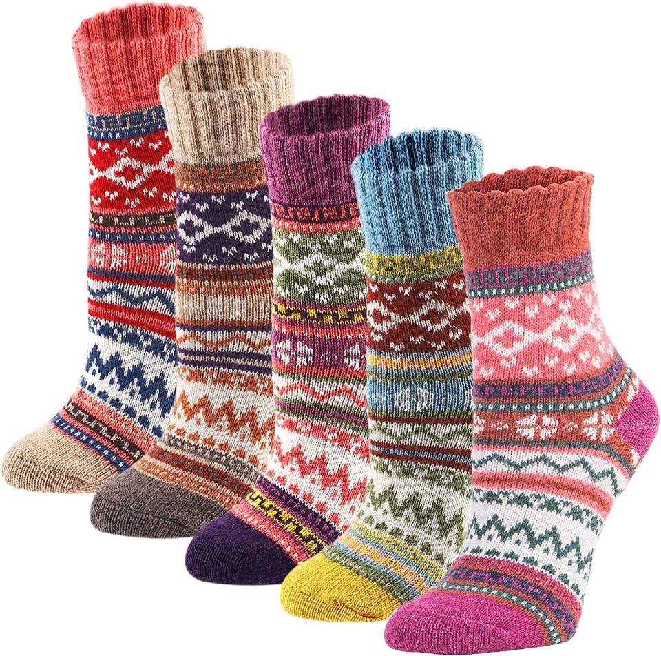 YZKKE 5Pack Womens Vintage Winter Socks. Image via Amazon.