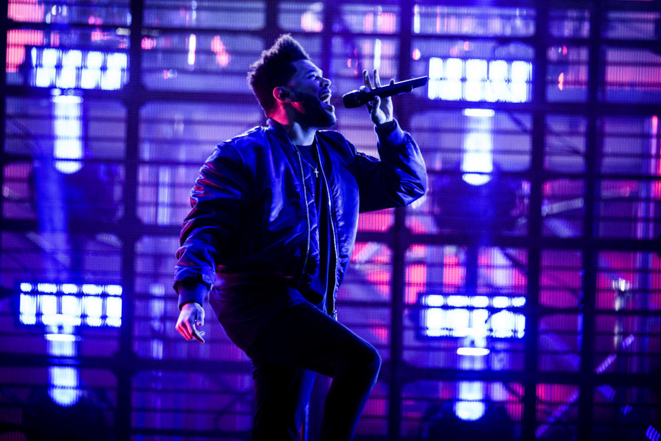 The Weeknd performs at the Roskilde Festival in Roskilde, Denmark, June 28, 2017.  Scanpix Denmark/Ida Marie Odgaard/ via REUTERS ATTENTION EDITORS - THIS IMAGE WAS PROVIDED BY A THIRD PARTY. DENMARK OUT.