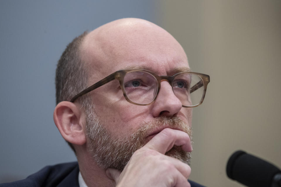 Office of Management and Budget Acting Director Russell Vought pauses as he testifies during a hearing of the House Budget Committee about President Trump's budget for Fiscal Year 2021, on Capitol Hill, Wednesday, Feb. 12, 2020, in Washington. (AP Photo/Alex Brandon)