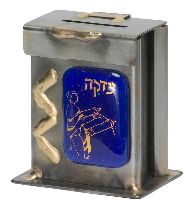 11) Glass Tzedakah Box