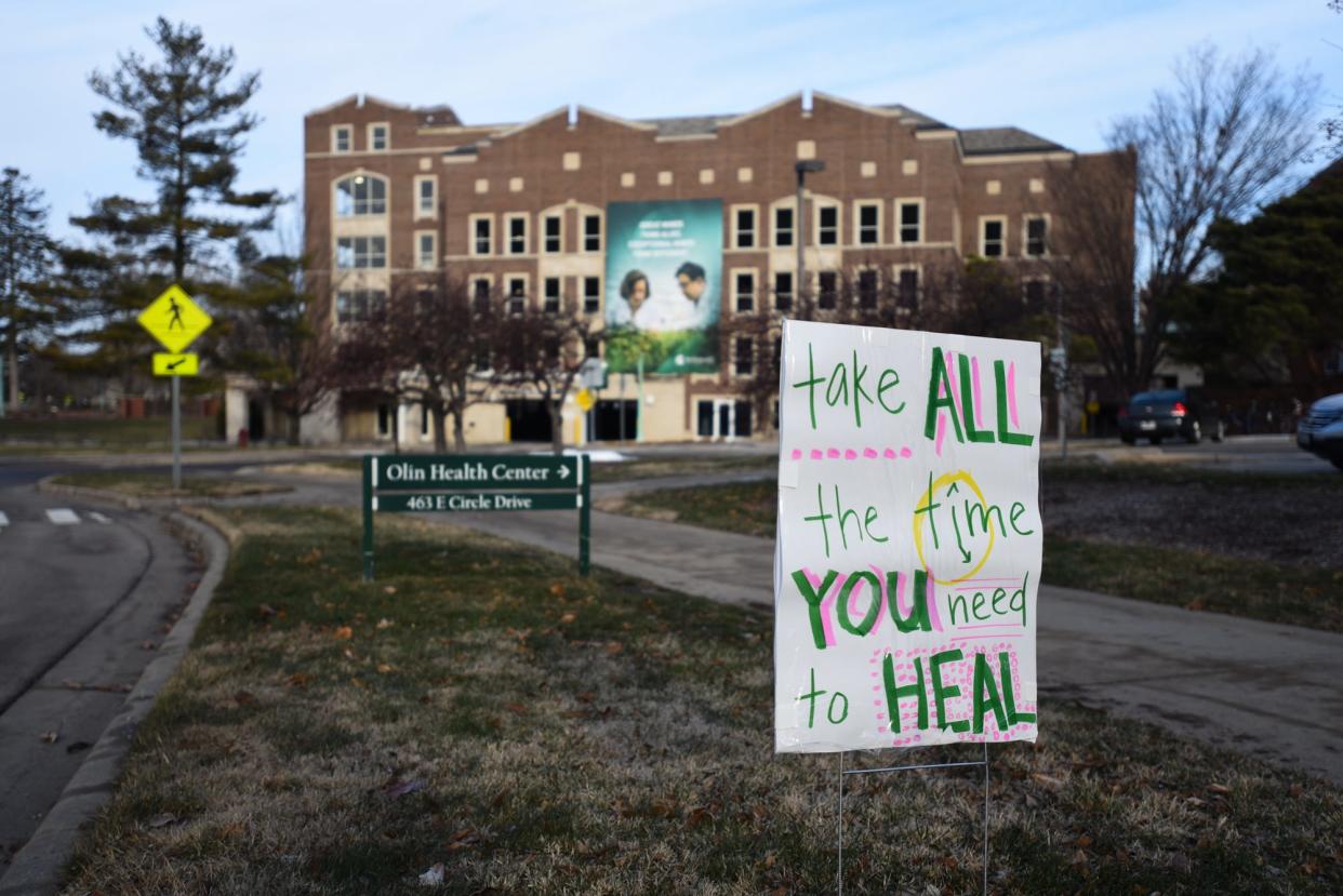 The campus of Michigan State University, Monday, Feb. 20, 2023, where classes resumed for the first time since a shooting rampage Feb. 13 killed three students and wounded five.