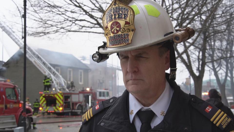 Fredericton Assistant Deputy Fire Chief David McKinley says most of the fire damage was sustained to the back porch and walls, as well as the building's attic.