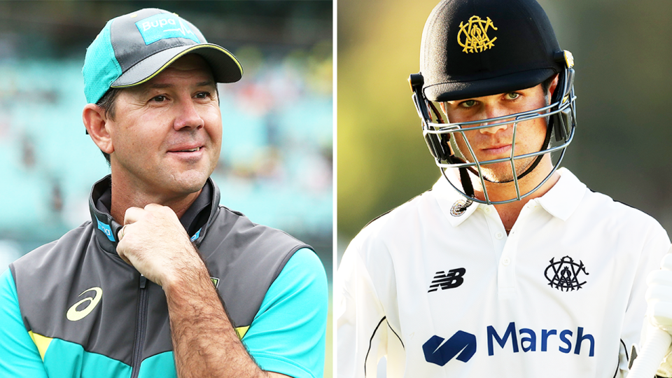 Western Australian teen Teague Wyllie (pictured right) celebrating his century and (pictured left) Ricky Ponting sharing a laugh.