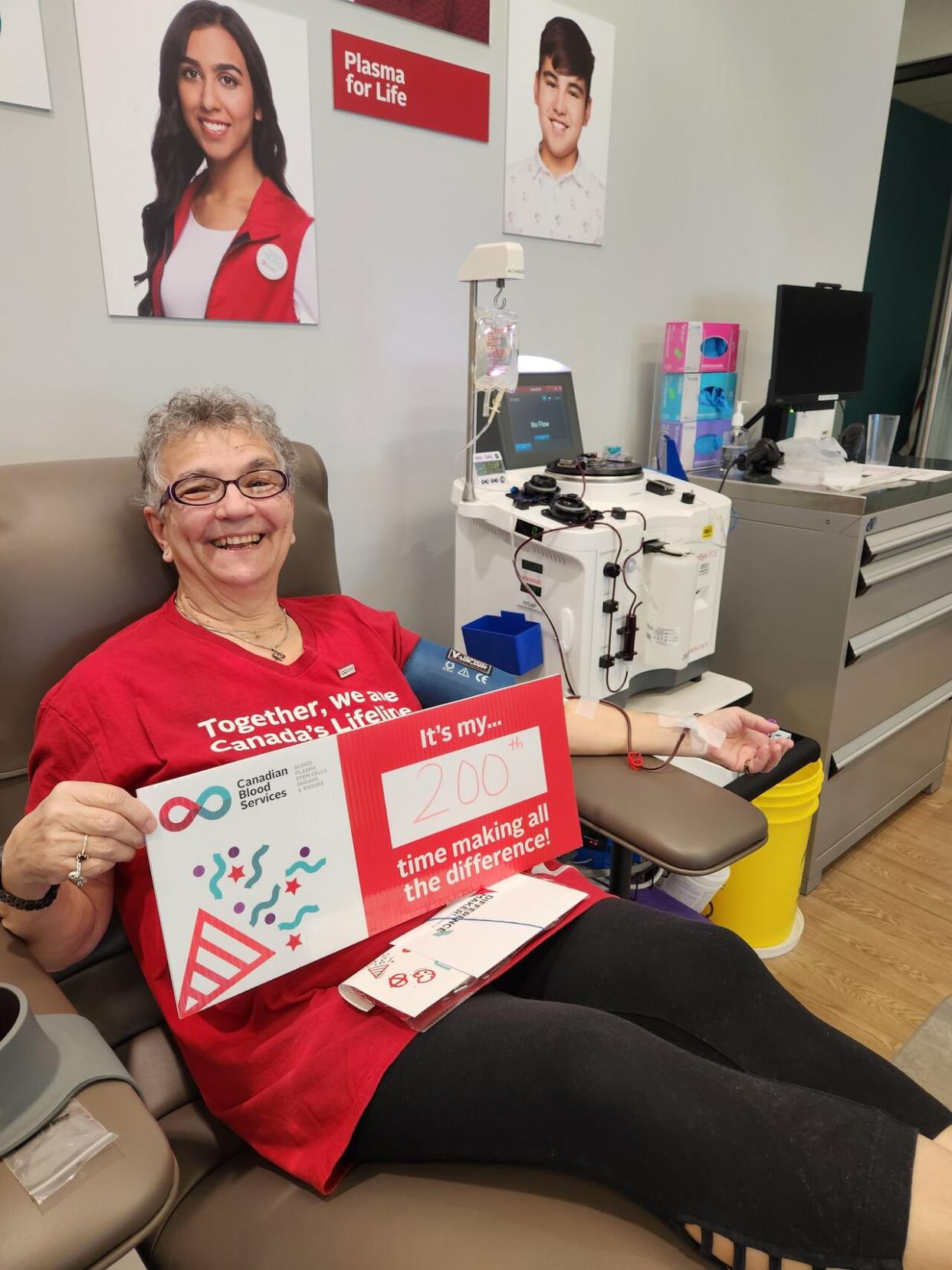 Hedy Halpern, a lifelong blood donor and former Canadian Blood Services volunteer, said she hopes that other members of the 2SLGBTQ+ community will feel OK about donating blood because 