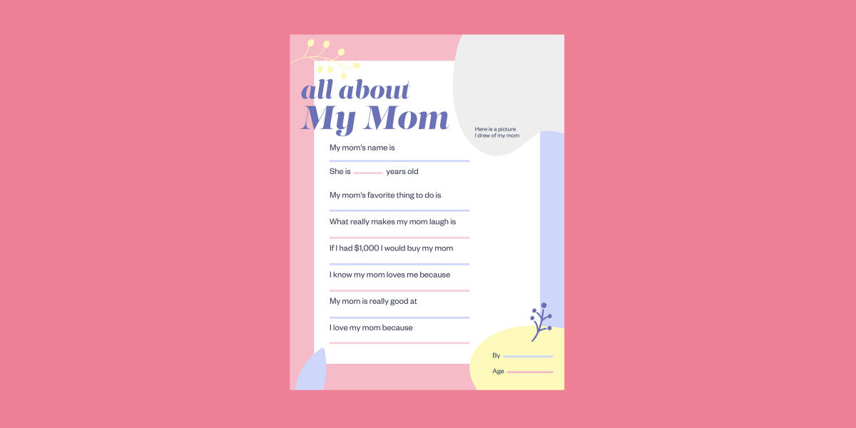 Free printable for Mother's Day: An 'All About Mom' questionnaire she'll  adore