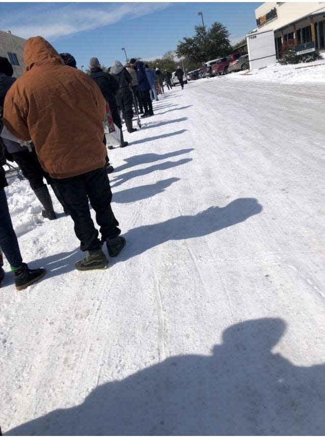 The line to enter a local grocery store in Austin, Texas, in February 2021.