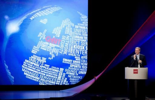 Google's executive chairman Eric Schmidt speaks at the opening ceremony of the world's biggest high-tech fair, the CeBIT, on March 5, in Hanover, northern Germany