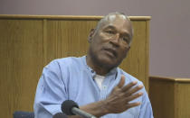 <p>Former NFL football star O.J. Simpson appears via video for his parole hearing at the Lovelock Correctional Center in Lovelock, Nev., on Thursday, July 20, 2017. Simpson was convicted in 2008 of enlisting some men he barely knew, including two who had guns, to retrieve from two sports collectibles sellers some items that Simpson said were stolen from him a decade earlier. (KOLO-TV via AP) </p>