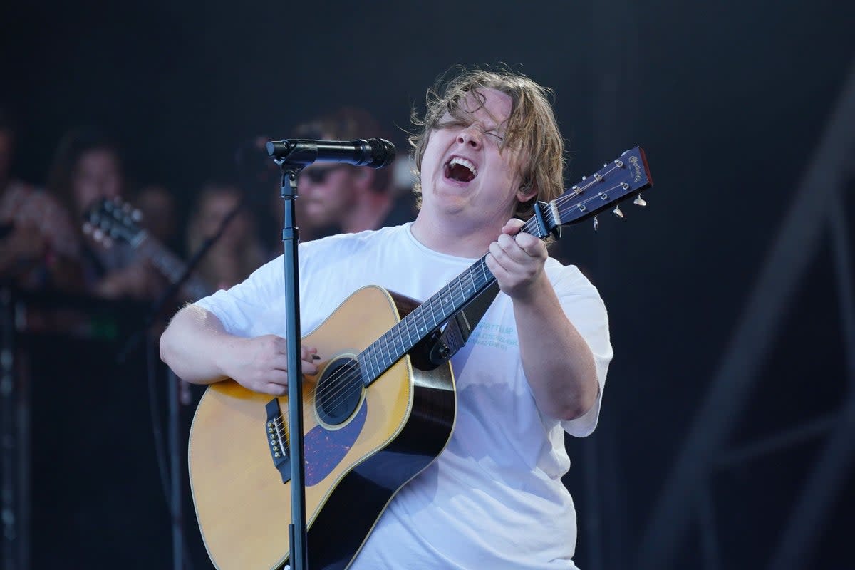 Lewis Capaldi performing on the Pyramid Stage at the Glastonbury Festival (Yui Mok/PA) (PA Wire)