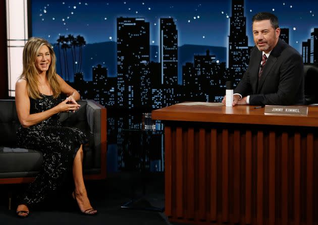 Jennifer Aniston on Jimmy Kimmel's talk show (Photo: Randy Holmes via Getty Images)