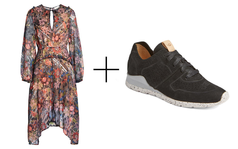 Foxiedox 'Retro Flowers' Midi Dress & Ugg 'Tye' Sneaker