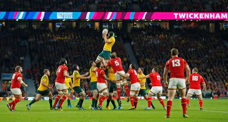 Rugby Union - Australia v Wales - IRB Rugby World Cup 2015 Pool A - Twickenham Stadium, London, England - 10/10/15 Australia's Scott Fardy in action during a lineout Action Images via Reuters / Andrew Couldridge