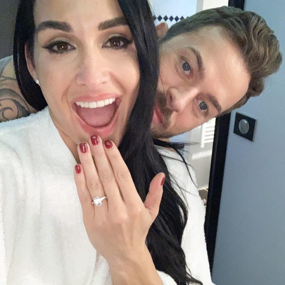 Nikki Bella reveals that she secretly became engaged to her pro dancer beau Artem Chigvintsev in November. (Photo: Nikki Bella via Instagram)