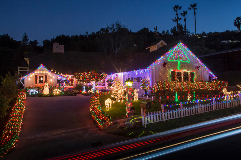 Christmas lights on a house