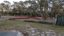 A construction zone not fenced off from park's play area is seen in a location impacted by a local gerrymandering case in Jacksonville, Fla., Jan. 30, 2023. A protracted legal fight over how city council districts were drawn in Jacksonville, Florida, reflects an aspect of redistricting that often remains in the shadows. Political map-drawing for congressional and state legislative seats captures wide attention after new census numbers are released every 10 years. No less fierce are the battles over the way voting lines are drawn in local governments, for city councils, county commissions and even school boards. (AP Photo/Gary McCullough)