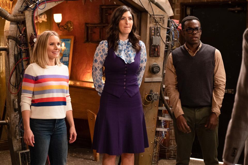 Kristen Bell, D'Arcy Carden, and William Jackson Harper on 'The Good Place'