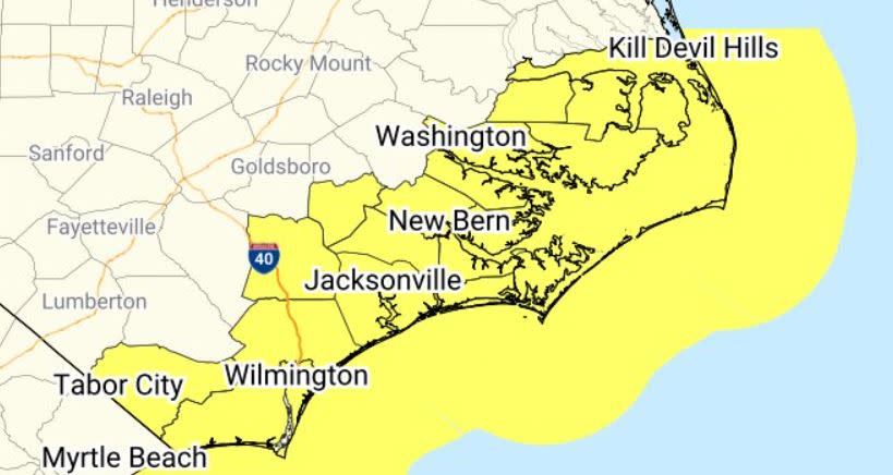 National Weather Service map showing the tornado watch area.