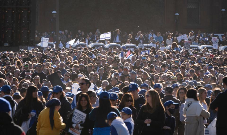 Israel supporters rally during the March for Israel in Washington