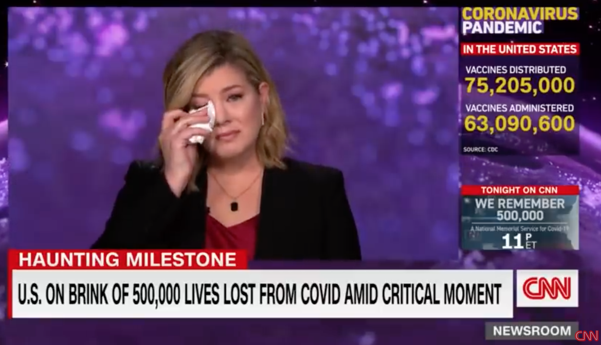 CNN anchor Brianna Keilar shed a tear in an emotional segment as the US death toll from Covid-19 topped half a million people (CNN)