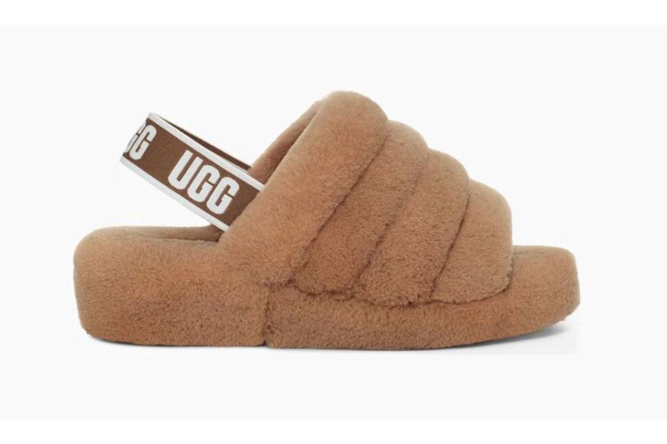 ugg, fluff yeah slide, brown sandals