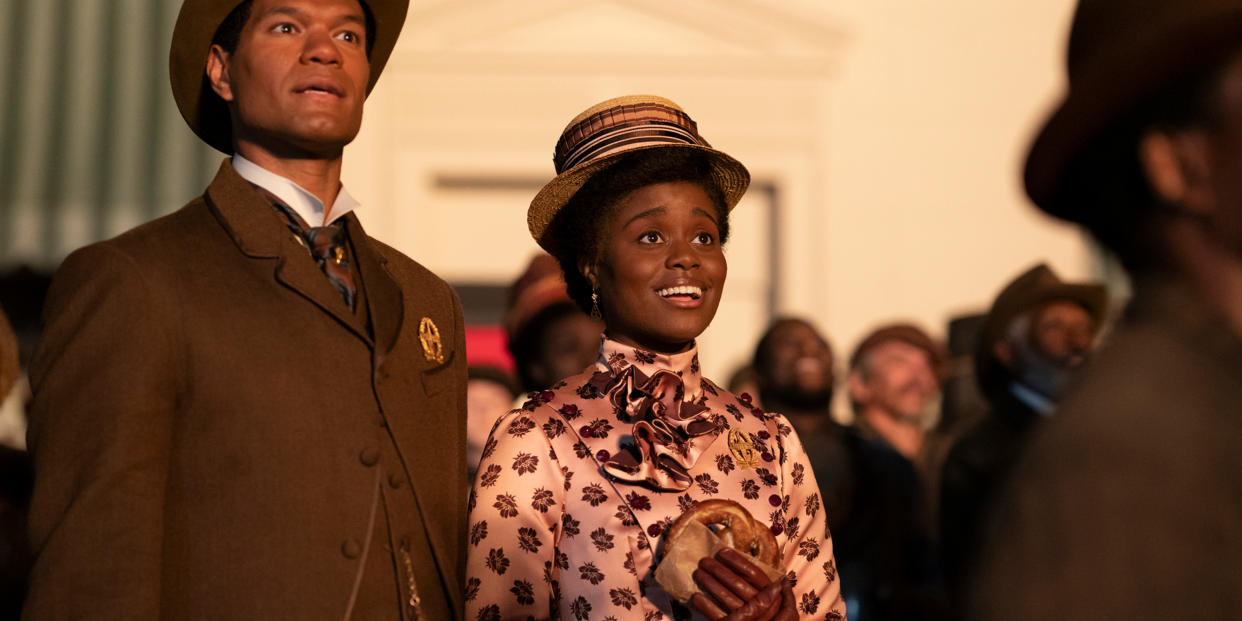 Real life American journalist Timothy Thomas Fortune (Sullivan Jones) appears alongside fictional character Peggy Scott (Denée Benton) in HBO series 