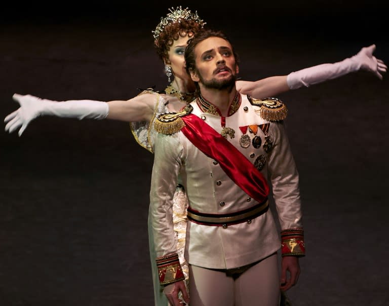 This 2013 picture provided by Sergei Polunin shows the Ukrainian ballet dancer in the role of Prince Rudolf in Kenneth MacMillan’s ballet “Mayerling” at the Stanislavsky and Nemirovich-Danchenko Music Theatre in Moscow