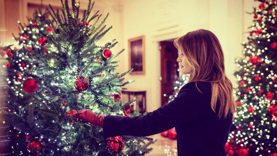 While Melania Trump posted photos of the White House’s lavish Christmas decorations, social media users slammed her for being insensitive due to the situation at the US-Mexico border. Source: Twitter/MelaniaTrump