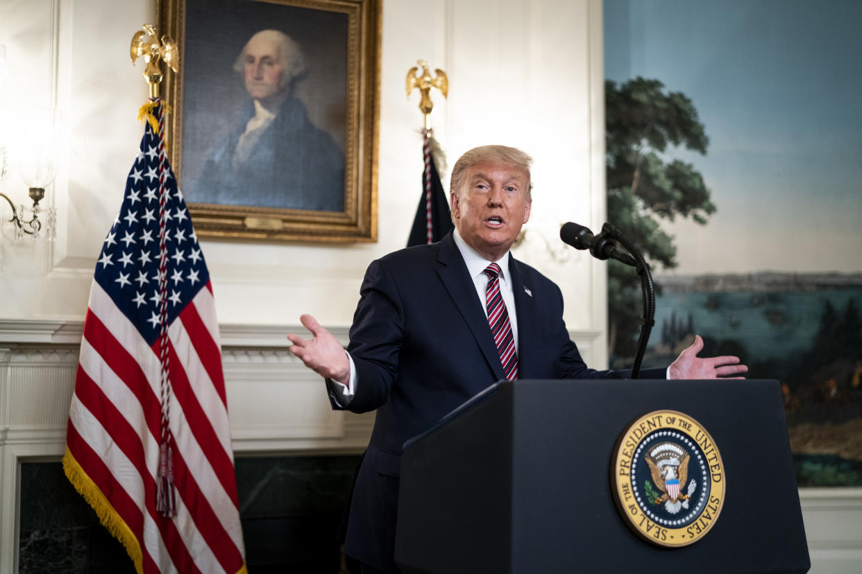 U.S. President Donald Trump announces his list of potential Supreme Court nominees in the Diplomatic Reception Room of the White House on September 9, 2020 in Washington, DC. (Doug Mills/Getty Images)