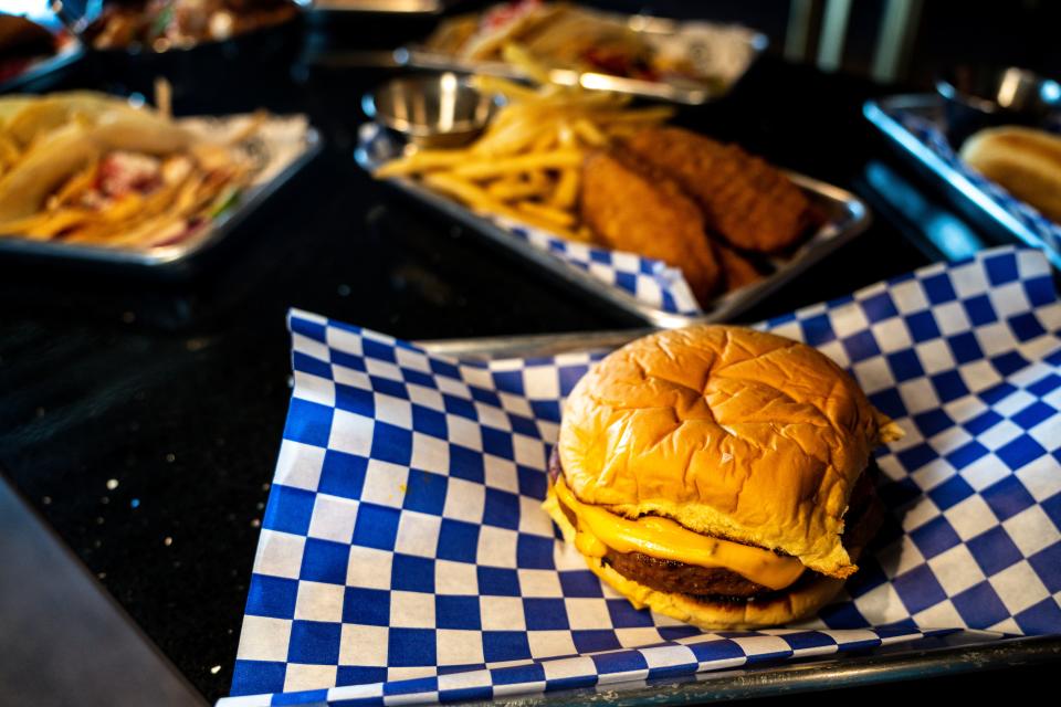 The Red Room inside Vibrant Music Hall offer the plant-based Legendary burger.