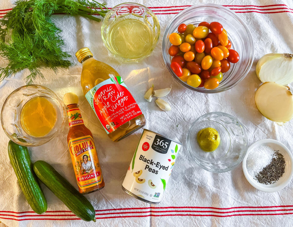 Ingredients for Carla Hall's Black-Eyed Pea Salad<p>Courtesy of Jessica Wrubel</p>