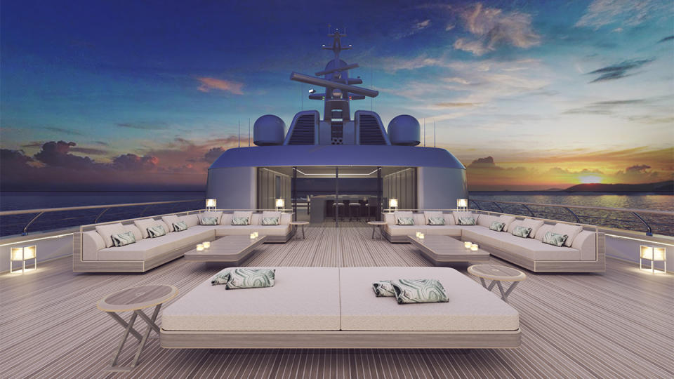 The fashion icon’s design for the 236-foot Admiral megayacht leans into his sophisticated, muted palette and prioritizes outdoor space.