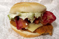 <div class="caption-credit"> Photo by: Credit: flickr/ rusteford</div><br> 2) Wendy's <br> <b>Baconator</b> <br> Fat: 63 grams <br> Calories: 970 <br> Sodium: 2,020 milligrams <br> <br> <b>¾ lb. Triple</b> <br> Fat: 67 grams <br> Calories: 1,060 <br> Sodium: 2,020 milligrams <br> <br> <b>Asiago Ranch Club w/ Homestyle Chicken (left)</b> <br> Fat: 38 grams <br> Calories: 730 <br> Sodium: 1,780 milligrams <br>