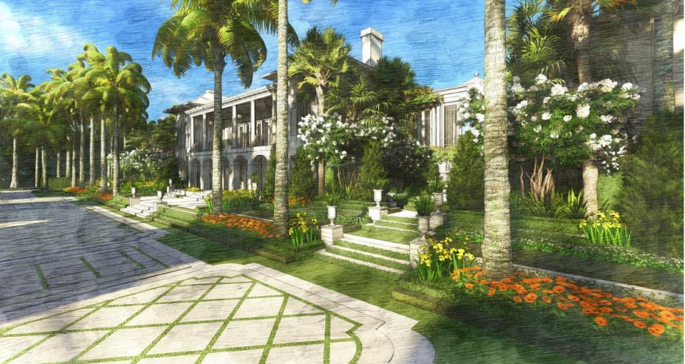 A rendering presented to the town's architectural review panel shows an oceanfront guesthouse designed for a vacant lot at 1800 S. Ocean Blvd., which is part of Stephen Schwarzman's estate. The lot and the Schwarzman house next door are taxed, combined, at $1.55 million the latest Palm Beach County tax rolls.